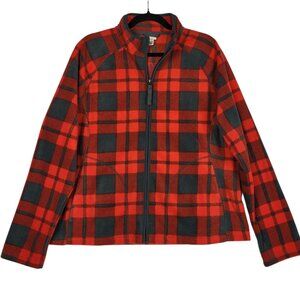 Merona Cabincore Full Zip Fleece Jacket Women's Plus 2X Red Gray Plaid NWT